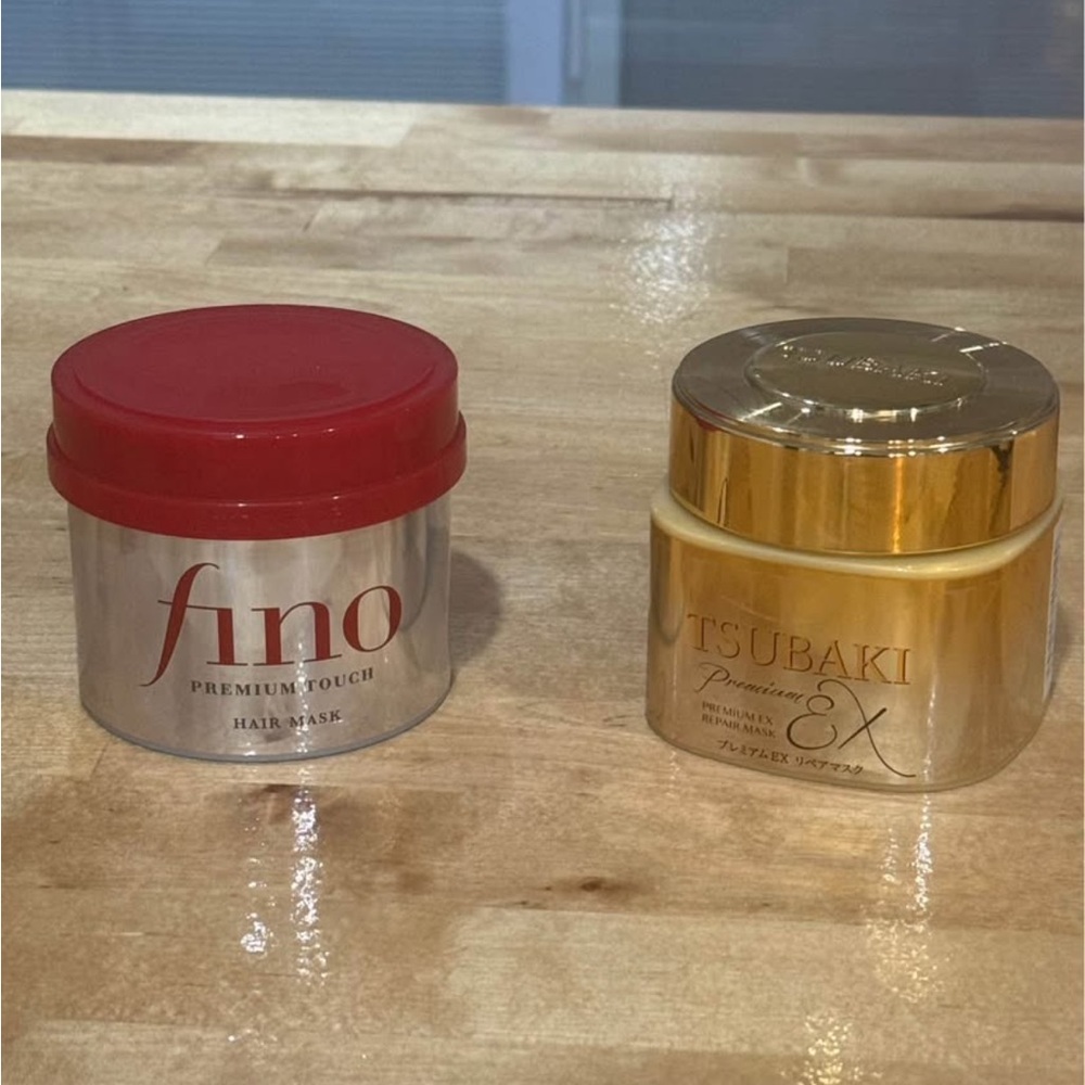 Fino and Tsubaki Hair Masks - Red and Gold